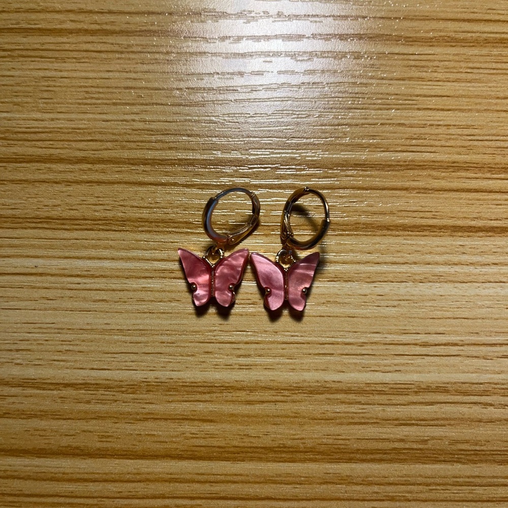 Pink Butterfly Earrings